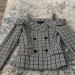Xs women black and white plaid top